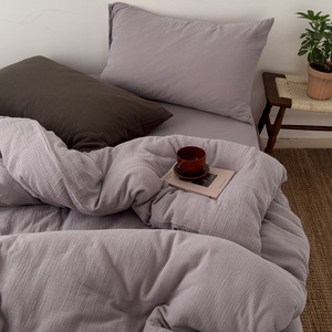 Parure <span class=keywords><strong>de</strong></span> lit en <span class=keywords><strong>coton</strong></span> doux à double couche, couleur unie, fil froissé, sur mesure, vente en gros, <span class=keywords><strong>grand</strong></span> <span class=keywords><strong>drap</strong></span> <span class=keywords><strong>de</strong></span> lit/ensemble ajusté - Product Image 4