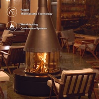 Cheminée suspendue d'intérieur moderne MEISU.CH 900 mm, sans fumée, au charbon/bois électronique rotatif pour hôtels