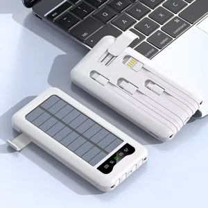 Nhà Máy Giá năng lượng mặt trời ngân hàng điện 10000mAh năng lượng mặt trời ngân hàng điện đôi LED ngọn đuốc đi kèm với 4 dây Powerbank - Product Image 3