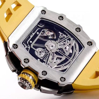 Montre tourbillon en titane pour homme avec cristal saphir et bracelet en caoutchouc jaune RM11-03