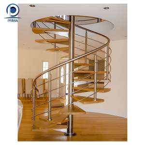 प्रथम कस्टम आसान स्थापित विला वाणिज्यिक सर्पिल सीढ़ी निवासी इनडोर लकड़ी के घर के लिए घरेलू सीढ़ियों - Product Image 1
