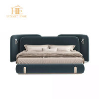 Lit King Size Moderne de Luxe Nordique et Italien, Cadre en Bois Massif, Lit Double Durable pour Villa