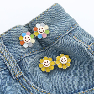 Vaqueros con botones para ajustar la cintura, con suela plana, diseño de margaritas sonrientes, desmontables, sin clavos, sin necesidad de coser a mano. - Product Image 4