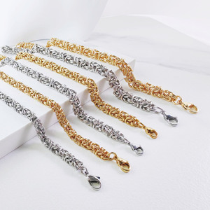 Stainless Steel Gold <strong>Silver</strong> Layered Byzantine Chain <strong>Necklace</strong> Set 3 Layer King Braid Weave <strong>Men</strong> Women Jewelry Wholesale Custom OEM - Product Image 3