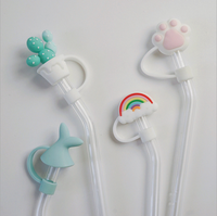 Dessin animé lapin amour fleur Silicone paille couverture en caoutchouc souple recyclable nuage pour boissons servant ensembles bouchon anti-poussière