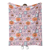 Couverture Polaire Personnalisée à Impression Sans Couture, Modèle Gratuit, pour la Maison, Motif Dessin Animé Mignon, Cadeau d'Halloween et de Noël