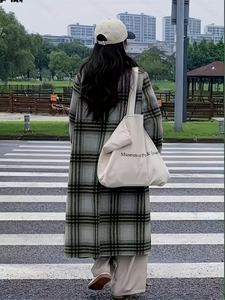 Manteau trench épais à carreaux pour femme, élégant, long, à double boutonnage, en tissu non extensible, coupe classique, pour l'automne - Product Image 3