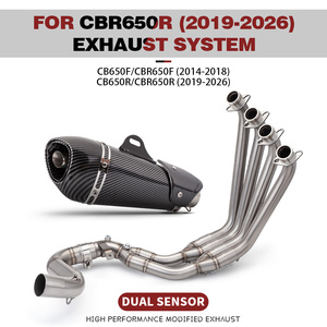 Système d'échappement modifié en acier inoxydable pour moto <span class=keywords><strong>CBR650R</strong></span> <span class=keywords><strong>CBR650F</strong></span> CB650F 2014-2026, collecteur avant 51MM - Product Image 1