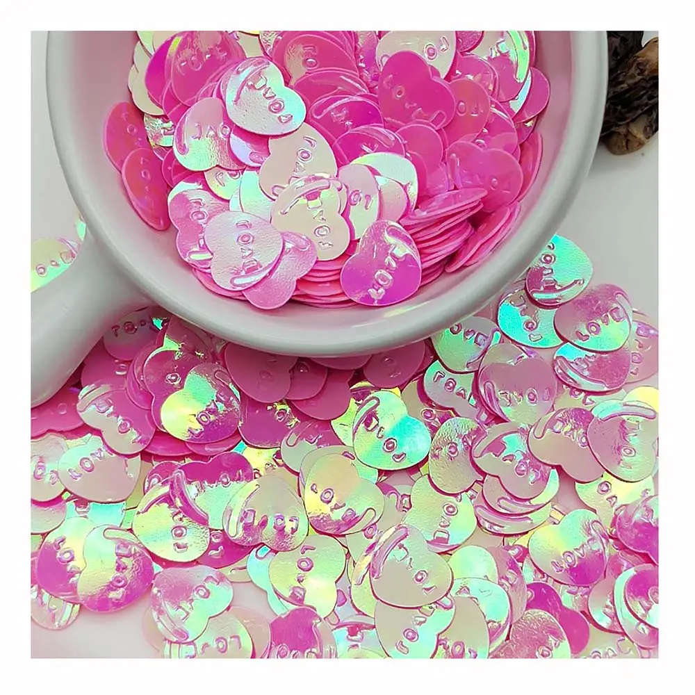 Colorful Shiny Love Heart Nail Sequins For Nail Art Decorations Sparkle 3D Love Heart Mixed Glitter Flakes Design Manicure