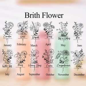 <b>Personalised</b> Birth Flower <b>Water</b> <b>Bottle</b>, Custom Engraved Insulated Tumbler with Handle, Stainless Steel Tumbler for Travel - Product Image 6