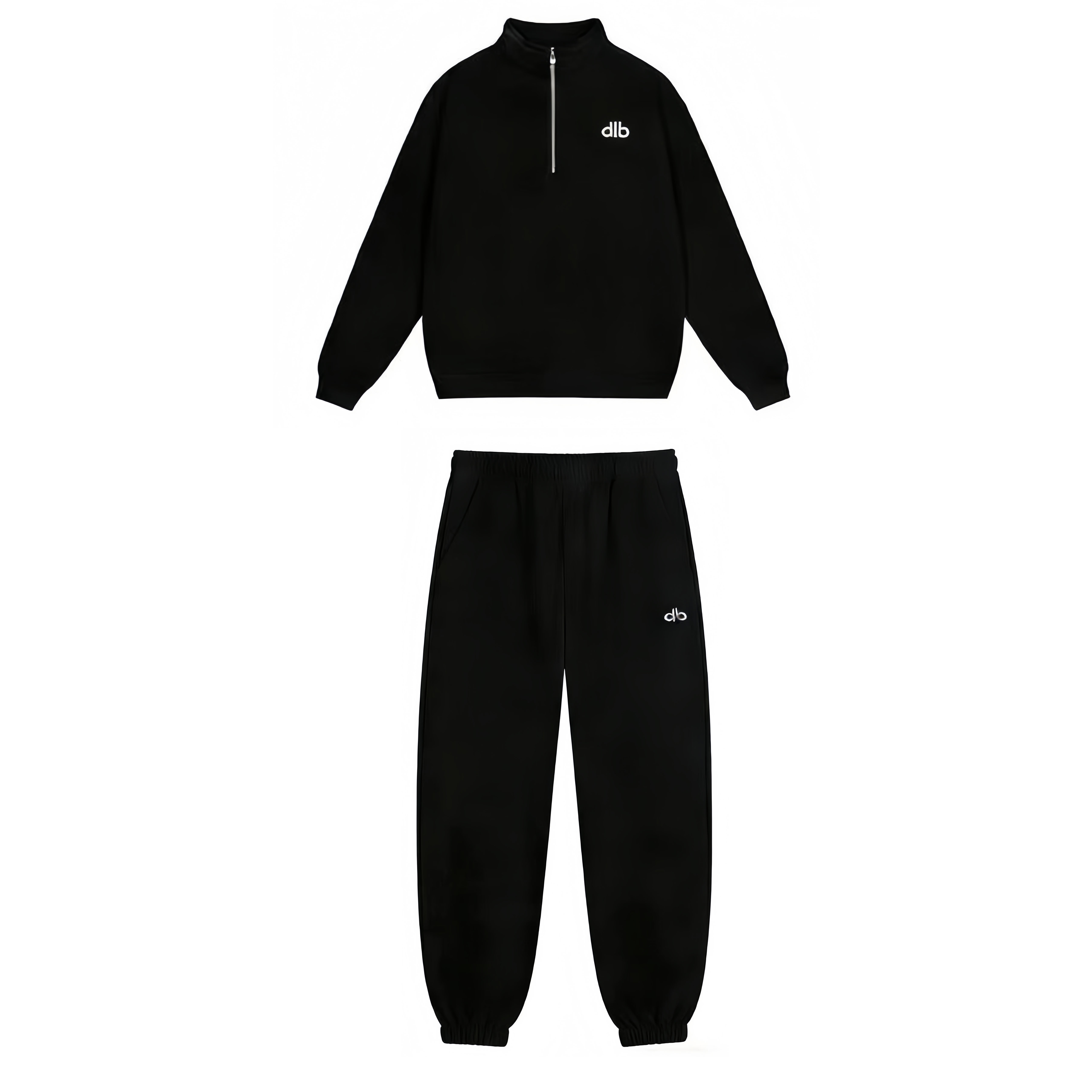 Black 1/4 zipper set-jogger pants