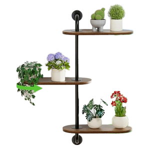 Étagères à plantes murales d'<span class=keywords><strong>angle</strong></span> BUTUNITA rotatives en bois rustique à 3 niveaux, résistantes à la rouille, gain de place, pour décoration intérieure - Product Image 1