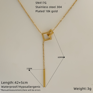Collier tendance pour femme avec pendentif cœur ajouré plaqué or 18 carats, chaînes de fête géométriques <span class=keywords><strong>en</strong></span> acier inoxydable - Vente <span class=keywords><strong>en</strong></span> gros - Product Image 3