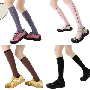 Calcetines de Compresión para Correr, Yoga, Tenis, Senderismo, Deportivos, de Nailon, con Bloques de Color, Soporte para Pantorrillas, para Jóvenes, XY2025 - Product Image 1