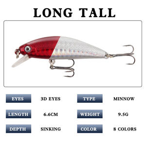 เหยื่อตกปลาสีสันสดใส 6.6 ซม. 9.5 กรัม ตะขอสามทาง เหยื่อตกปลาบาสแบบจม เหยื่อตกปลาใต้น้ำ XY-347 - Product Image 4