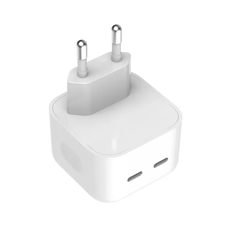 PD Fast Quick Charging PC Fireproof Material Universal Wall Adapter 7 Safety Protections 35W Dual Ports Type C Charger EU Plug