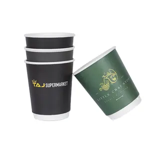 Low MOQ customized takeaway cups Brown paper coffee papercups kraft paper with logo printing