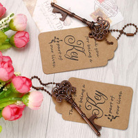 Décapsuleur en métal vintage en forme de clé couronne antique avec chaîne de porte-étiquette pour cadeaux de fête et de mariage