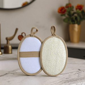 Éponge de bain exfoliante naturelle grise en loofah, brosse manuelle pour le <span class=keywords><strong>corps</strong></span>, élimination des peaux mortes, 9x12cm ronde, pour la douche et le bain - Product Image 5