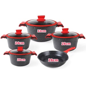 Ensemble de cuisine 17 pièces antiadhésif <span class=keywords><strong>en</strong></span> <span class=keywords><strong>pierre</strong></span> Maifan moulé sous pression, compatible gaz, style chinois moderne, pour l'exportation - Product Image 1