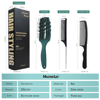 Ensembles de soins capillaires de luxe cadeau six griffes brosse massage démêlant queue de rat peigne coupe de cheveux peigne ensemble avec boîte en papier artisanal