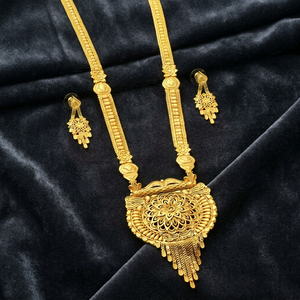 Venta al por mayor de joyería de moda 14K 18K 24K Micro chapado en oro largo, formando collares largos, conjunto de joyería larga de diseño floral tradicional - Product Image 3