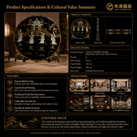 Paravent traditionnel oriental Huaze fait main avec incrustation de coquillages MF-P3115B MDF