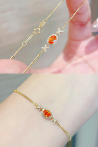 Xinfly 18K Gold Natural Diamonds Fanta Stone <b>Charm</b> Bracelet Pendant Cuban Chain <b>Bangle</b> for Women Gift Wedding Party Custom - Product Image 6