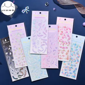 12 Styles 1Pcs/Bag Aesthetic Flower Stickers Cute Plaid Ribbon Kpop Idol Card Decorative Stickers Color Stationery Sticker JIUMO