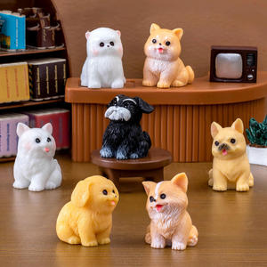 Figurines de chiens miniatures en résine, ornements mignons de chiots de dessin animé, statues d'animaux peintes à la main pour la décoration de jardin et de voiture DIY - Product Image 2