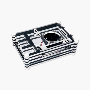 RASPBERRY <span class=keywords><strong>PI</strong></span> 4B Shell RASPBERRY <span class=keywords><strong>PI</strong></span> 9-layer hitam dan casing transparan dengan kipas - Product Image 1