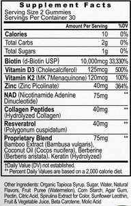مكملات فيتامين K2 وD3 والزنك للشعر والأظافر للبالغين، مع NAD+ وريسفيراترول وبربرين وبيوتين، كبسولات مضادة للشيخوخة لصحة الدماغ والكولاجين - Product Image 2