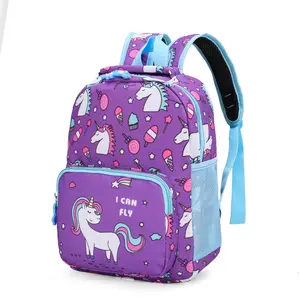 Sacs d'école en toile pour enfants de 3 à 6 ans, sac à dos tendance avec licorne pour filles