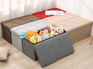 Reposapiés Plegable de Lino con Acolchado, Otomana Moderna con Almacenamiento para Sala de Estar - Product Image 6