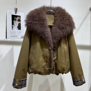 Nuovo Stile Moda Inverno 2025: <span class=keywords><strong>Cappotto</strong></span> in <span class=keywords><strong>Pelliccia</strong></span> di Coniglio <span class=keywords><strong>con</strong></span> Interno in Piuma d'Oca per Donne, Parka Corto <span class=keywords><strong>con</strong></span> Colletto Blu Navy, Giacca <span class=keywords><strong>con</strong></span> Cerniera in Poliestere - Product Image 1