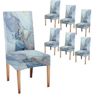 Modern Marble Blue Abstract Pattern <b>Dining</b> <b>Chair</b> Slipcovers <b>Set</b> <b>of</b> <b>4</b> Stretch Fit Universal Removable Washable Protectors Stock - Product Image 1