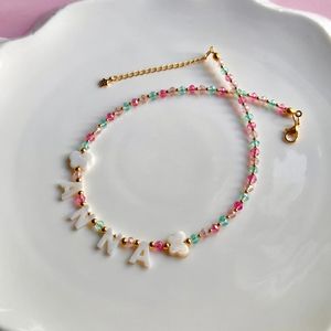 Collana con nome alfabeto madreperla con perline colorate collana regalo per bambine - Product Image 5