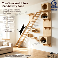 Étagères murales modulaires en bois personnalisées pour chat, arbre à chat mural, griffoir, perchoir, maison, gain de place, durable, montage facile, en carton
