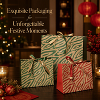 Sac cadeau biodégradable vert personnalisable, sac cadeau artisanal, sac à main rouge, ruban, emballage d'anniversaire, sac en papier, bonbons, Happy Times