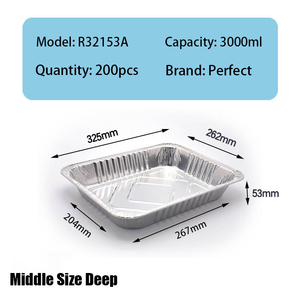 R32153a 3000ml dùng một lần hình chữ nhật nhôm lá Hộp Ăn Trưa tùy chỉnh cấp thực phẩm nhôm lá mỏng <span class=keywords><strong>container</strong></span> cho thực phẩm aluminized - Product Image 2