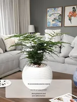 Pot de fleurs auto-arrosant au design moderne, en résine plastique épaissie, pour culture en terre ou hydroponie, idéal pour la décoration créative de la maison et le jardinage de bureau.