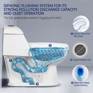 Factory Wholesale Economic <strong>White</strong> Siphon Flushing Sanitary Ware Floor Mounted One Piece <strong>Bathroom</strong> Ceramic One Piece WC Toilet Bowl - Product Image 2
