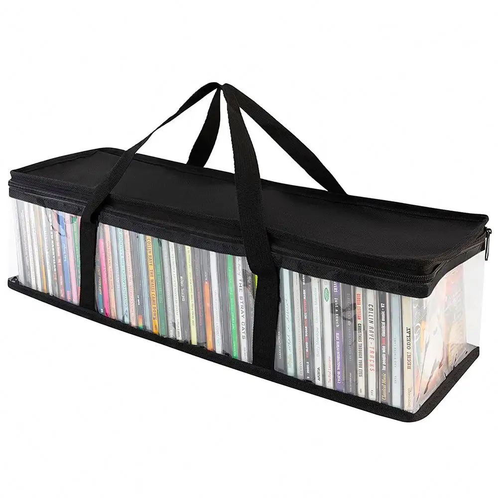 Resistente à água carregando o jogo DVD Holder Case Stock sua casa DVD Storage Bags Transparente PVC Media Storage com alças