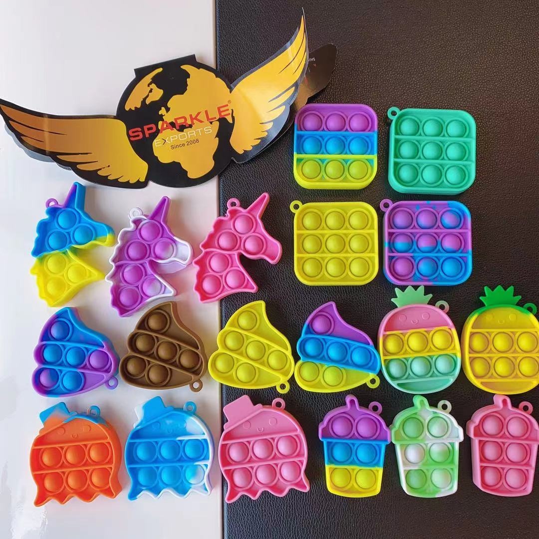 Силиконовый брелок для ключей Gobang, простой Регулируемый пузырьковый игрушечный держатель для ключей