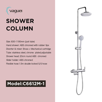 Nouvelle Arrivée Colonne de Douche Murale en Acier Inoxydable Effet Cascade avec Barre Coulissante Réglable