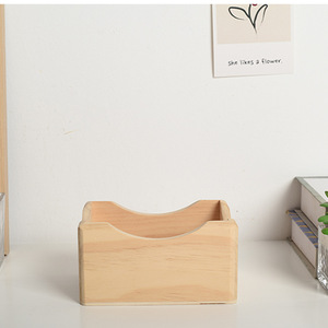 Wooden Pen Holder Square <b>Solid</b> <b>Wood</b> Uv Printing Student Office <b>Desk</b> Organizer Storage Box Simple Design - Product Image 4