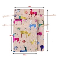 Bolsas de yute con cordón para Navidad al por mayor de fábrica, ecológicas, con diseño de Papá Noel y renos, para regalos, dulces, joyas, personalizables y duraderas
