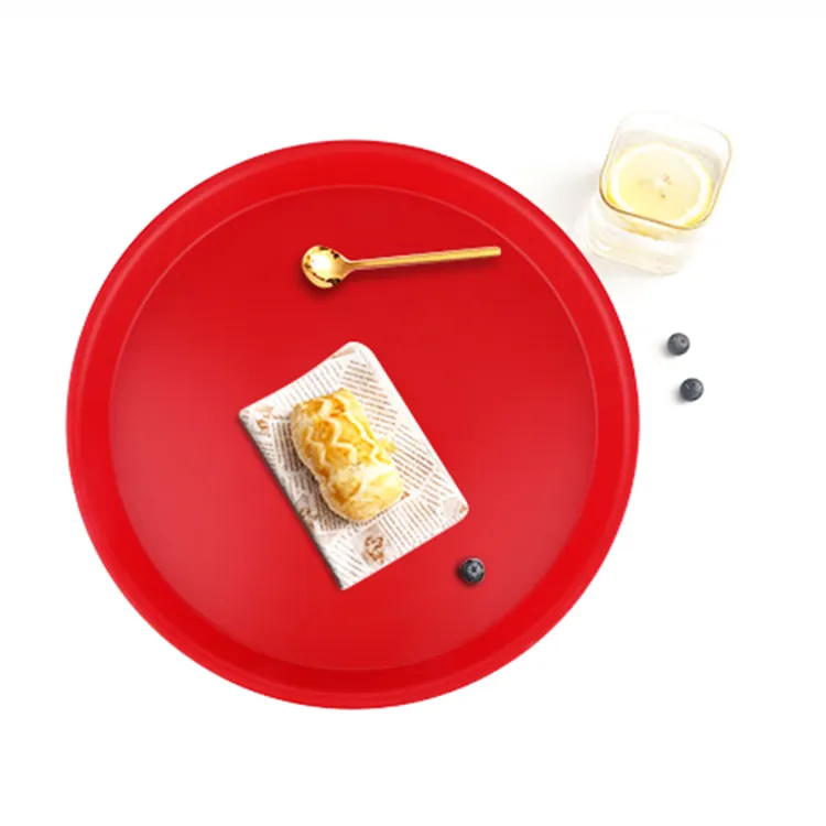 Plato de plástico redondo para comida, plato de fruta, bandeja