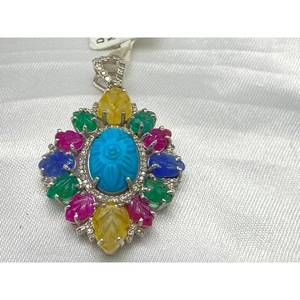 Nuevo y Popular Colgante de Lujo MALTI SHAPHIRE, TURQUOISE, Plata de Ley 925, Regalo para Fiestas, Bodas, Ceremonias Religiosas y Eventos - Product Image 4