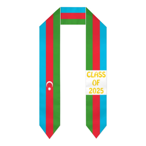 Estola de Graduación Personalizada con la Bandera de Azerbaiyán, Chal, Bufanda, para Estudiantes Internacionales, Venta al por Mayor - Product Image 1